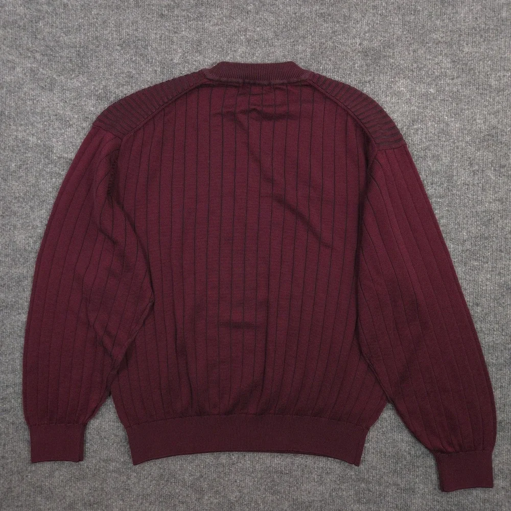 Baracuta Sweater Mens‎ XL Burgundy Textured 3D Lightweight Thin Retro Pullover
